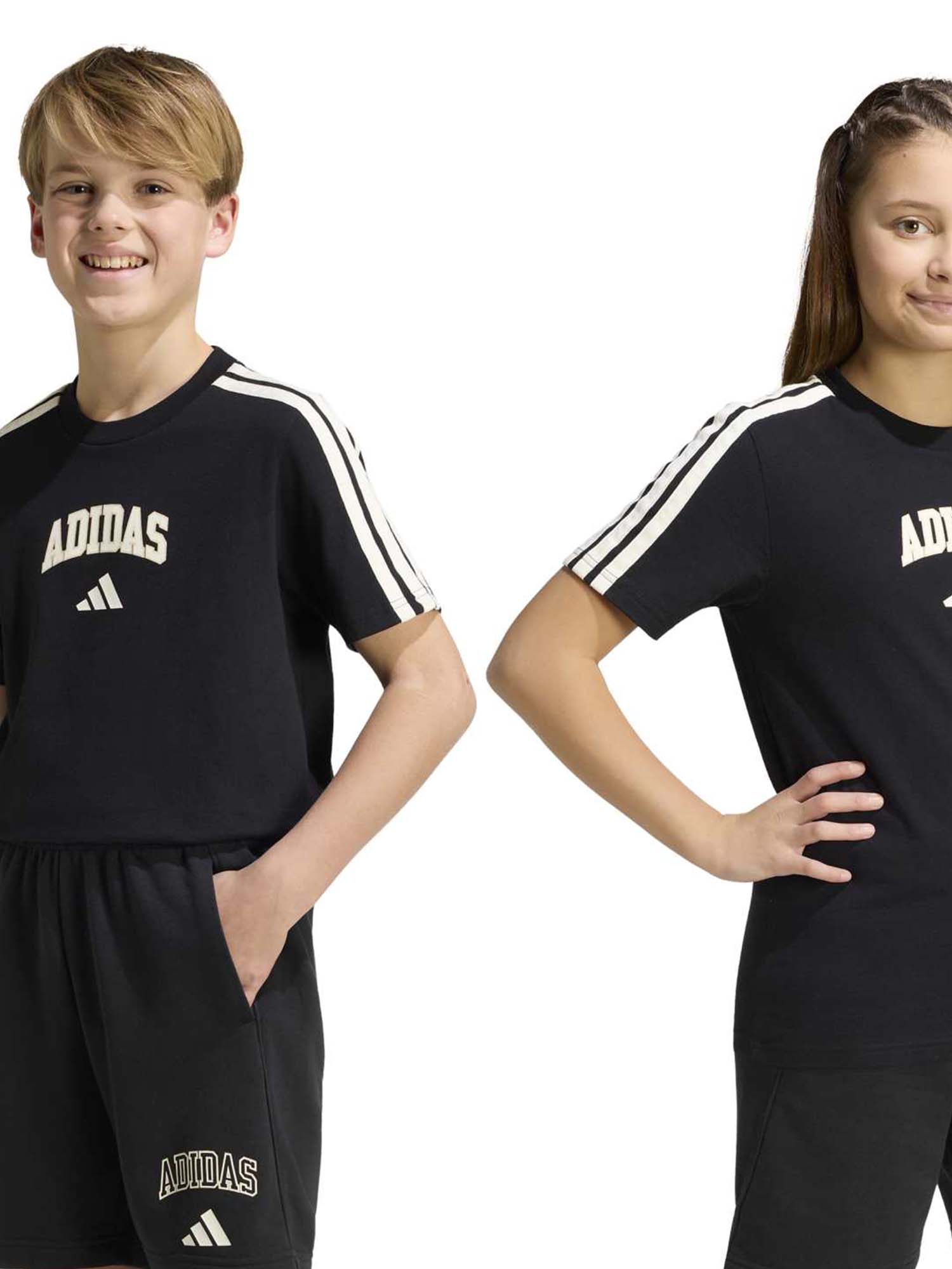 Adidas t-shirt maniche lunghe nera unisex bambino grafica collegiate